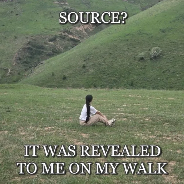 Saved meme, square image with green and gray tones