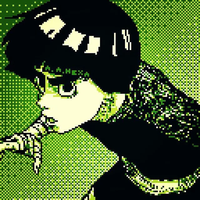 Curated visual reference, square image with black and green tones